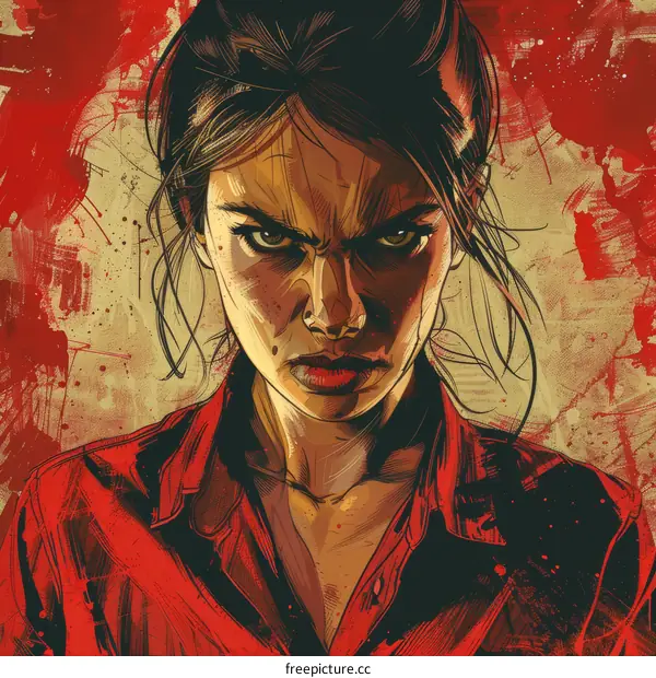 Angry Woman with Intense Glare