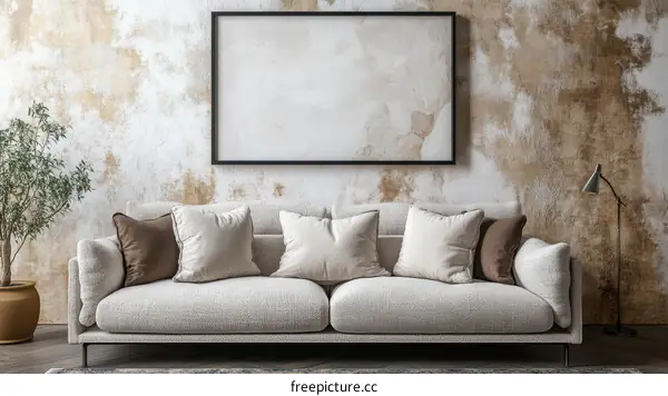 Modern Living Room Interior Design with Sofa and Artwork