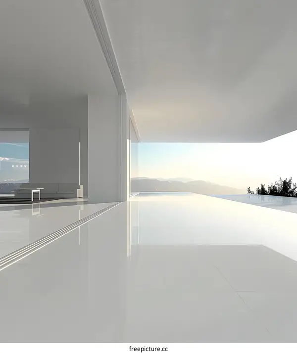 Minimalist Modern Home Interior Design with Infinity Pool and Mountain View