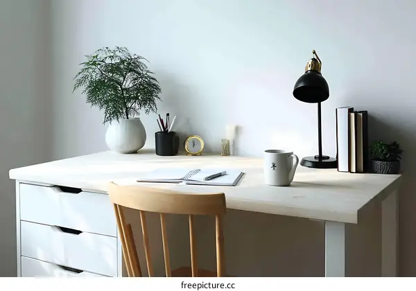 Modern Minimalist Study Desk Workspace