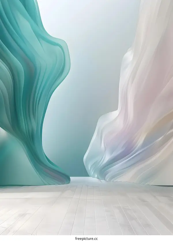 Abstract Green and White 3D Interior Design