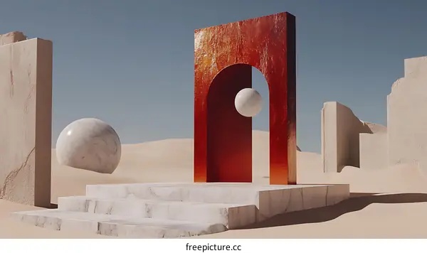 Abstract Minimalist Archway in Desert Landscape