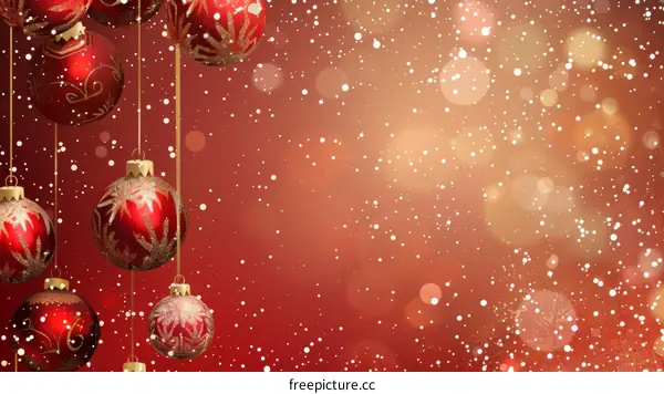 Red Christmas Ornaments with Snowflakes