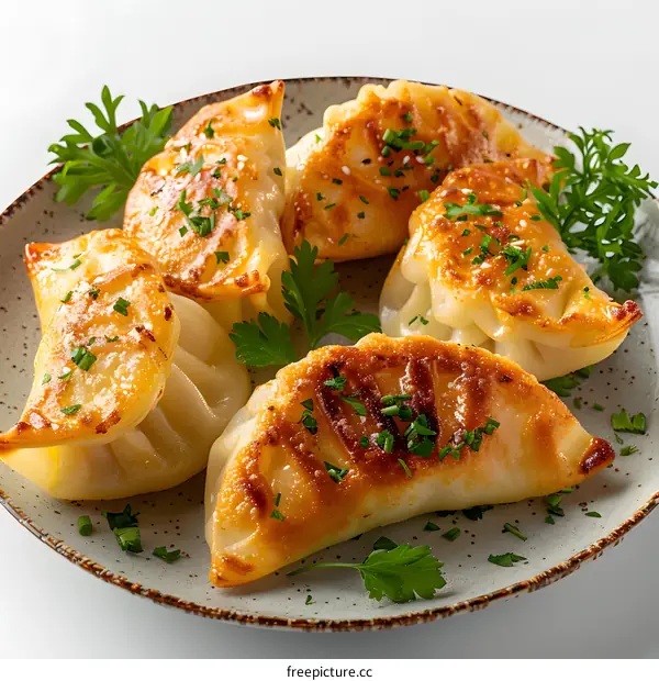 fried dumplings with parsley