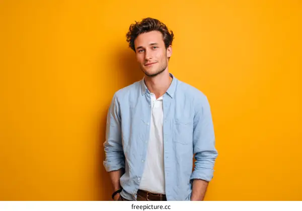 Casual Portrait of a Man in a Light Blue Shirt