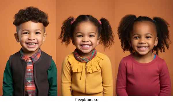 Three happy children of African descent