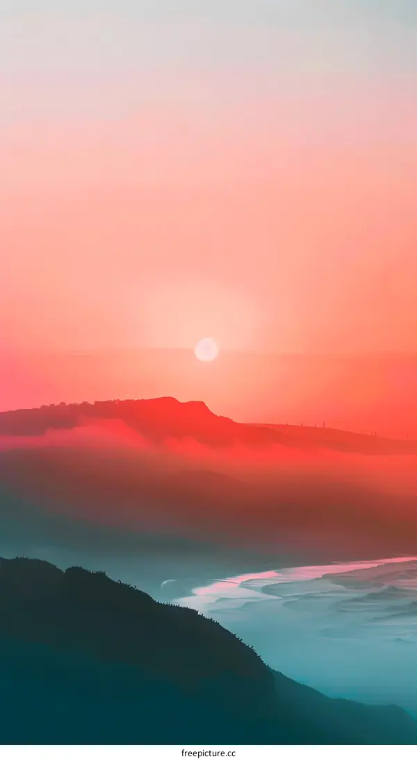 Mountain Silhouette Against Sunset Sky