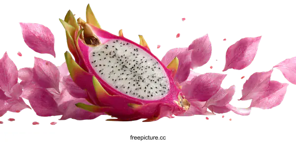 [Transparent Background PNG]Dragon Fruit Slice with Pink Petals