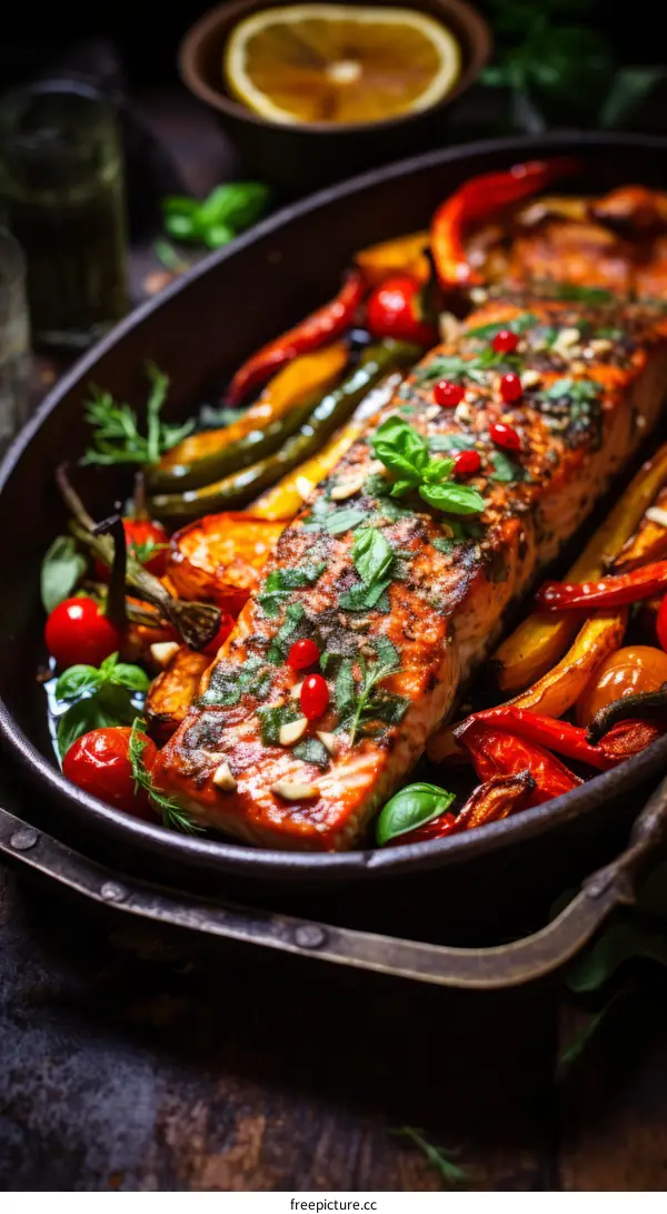 Salmon with roasted vegetables