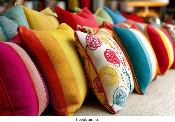 Colorful Decorative Throw Pillows Display