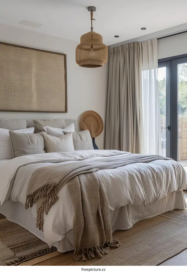 Modern Coastal Bedroom With Neutral Colors and Natural Textures