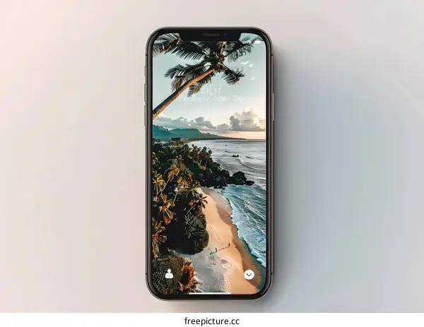 Palm Tree Beach Sunset Phone Screen