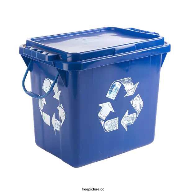 [Transparent Background PNG]Blue Recycling Bin with Recycle Symbol