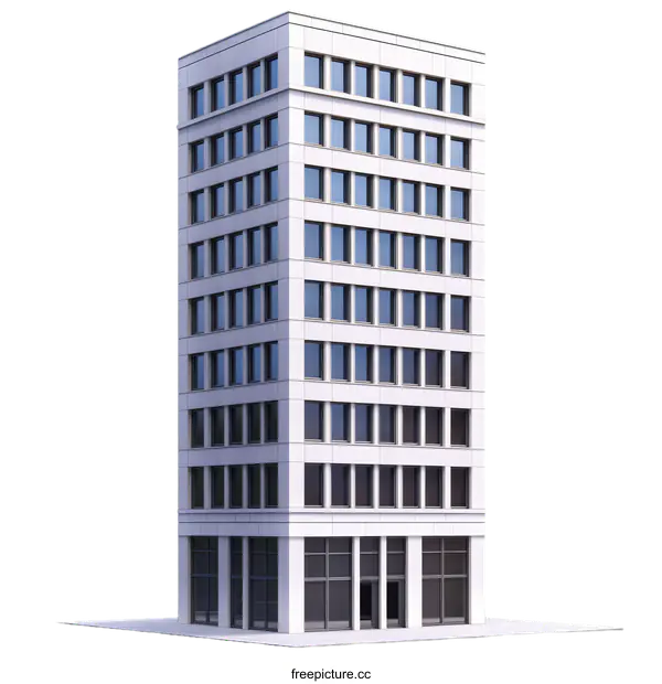 [Transparent Background PNG]Modern City High-Rise Office Building Exterior Illustration