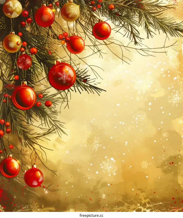 Christmas Tree Branch with Christmas Ornaments