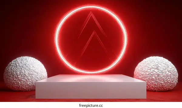 Neon Red Circle Abstract Display Background