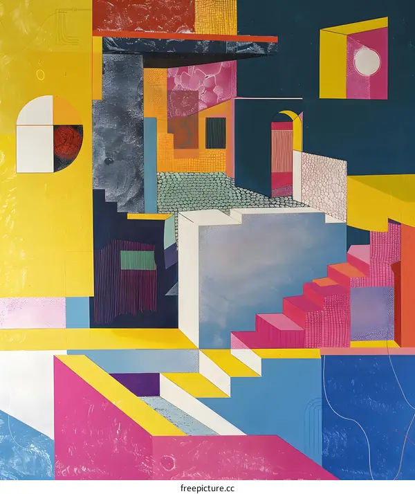 Abstract Geometric Shapes Artwork with Bright Colors