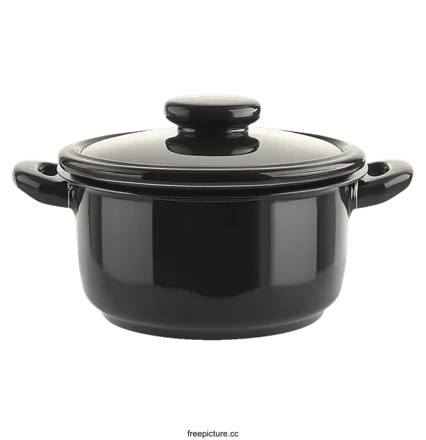 [Transparent Background PNG]Black Ceramic Pot with Lid