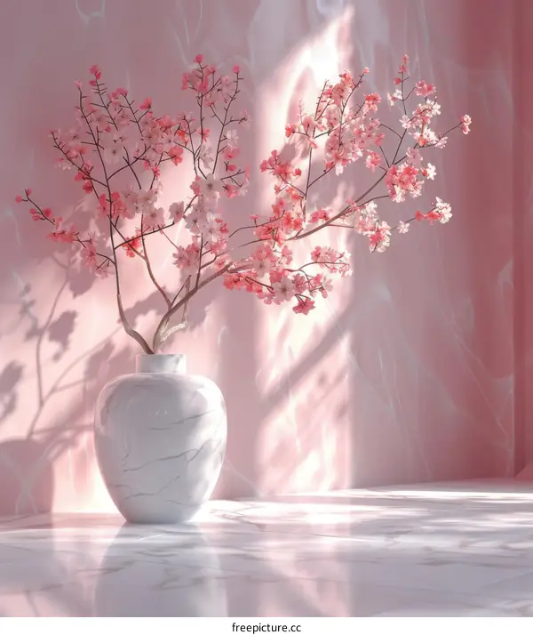 Pink Cherry Blossom Vase Still Life