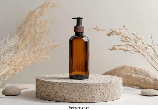 Natural Beauty Product Display with Dried Plants