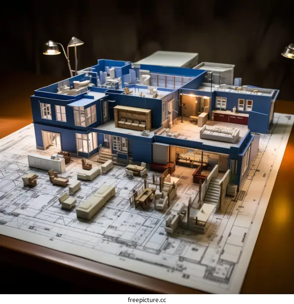A detailed illustration of a three-story house