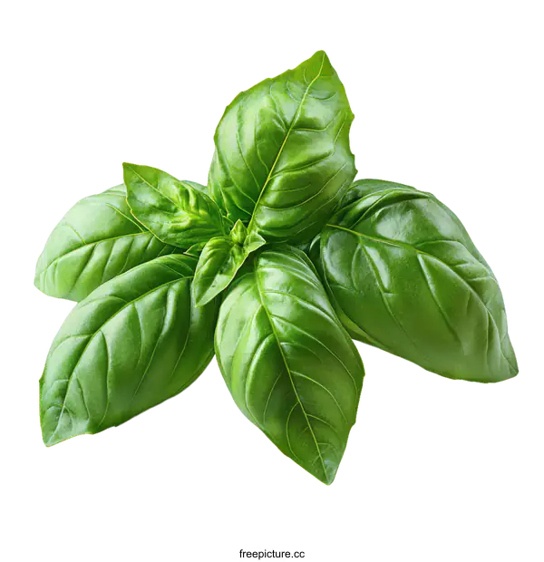 [Transparent Background PNG]Fresh Basil Leaves Close-up