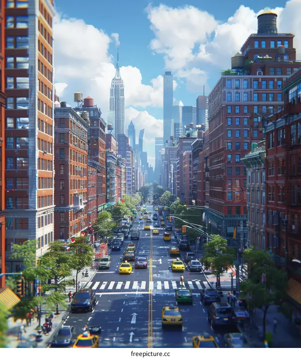 A Vibrant City Street Scene in New York