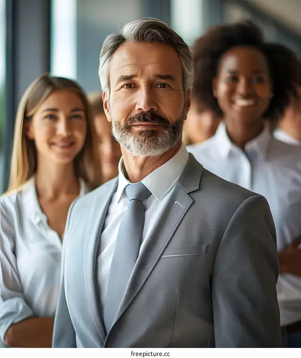 A group of business professionals posing for a photo