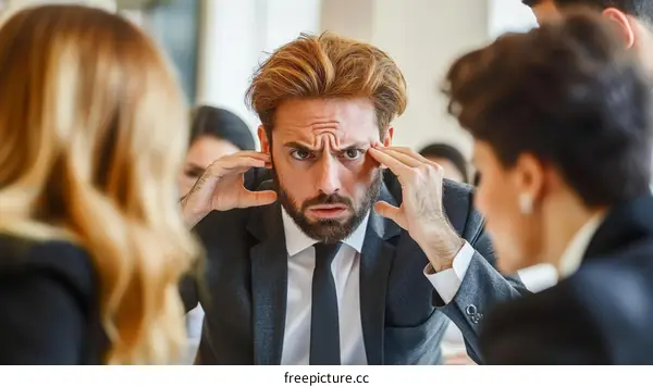 Business Meeting Frustration  Caucasian Business People