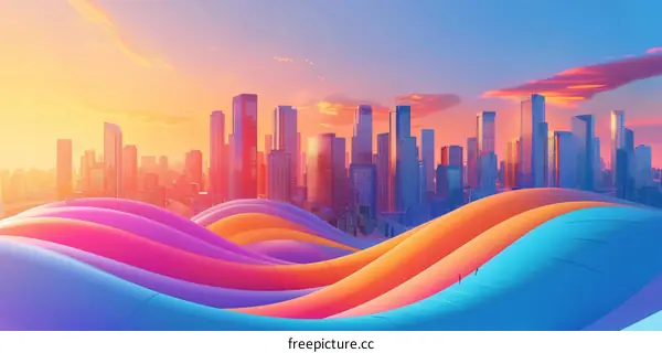 Vibrant 3D Cityscape Illustration