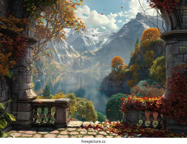 Autumn Mountain Lake Balcony View