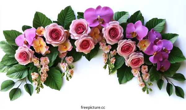 Beautiful Floral Arrangement of Roses and Orchids