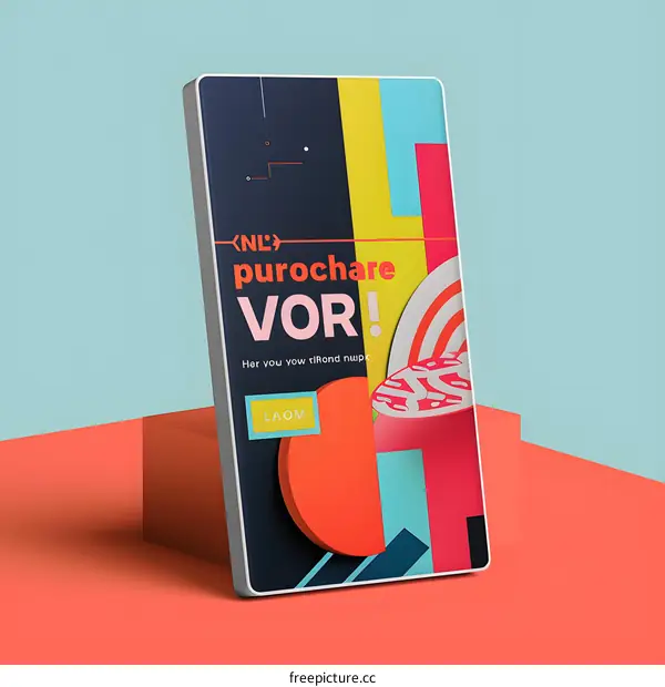 Abstract Colorful Design With Geometric Shapes And Text