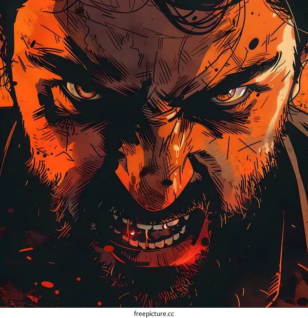 Fierce Glare of a Bearded Man