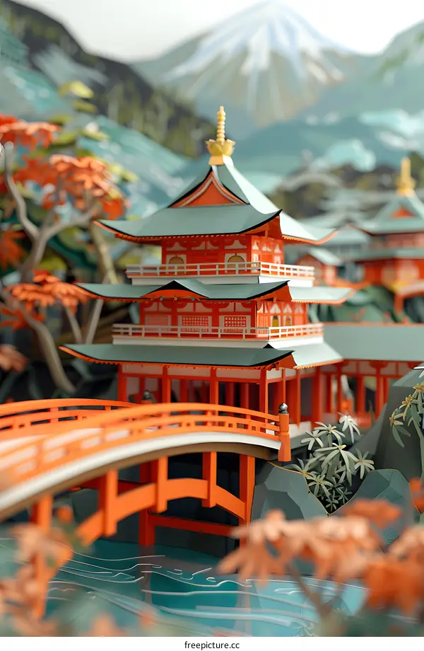 Paper Craft Temple by the River