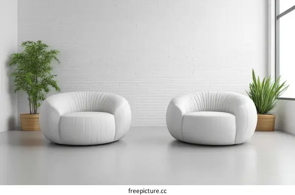 Modern Minimalist White Armchair Room