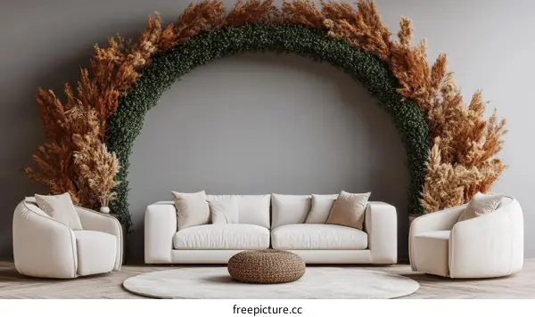 Modern Living Room Decor with Dried Plants
