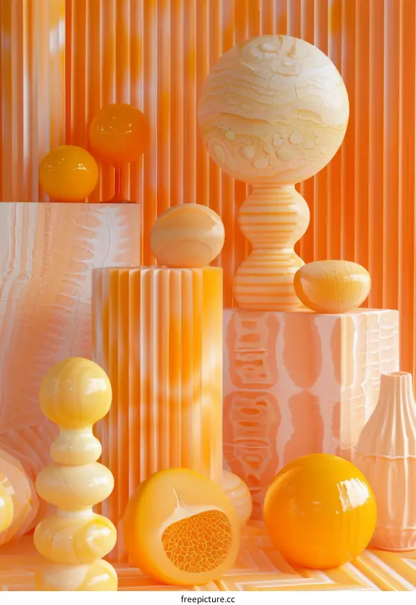 Orange Abstract Geometric Forms Composition