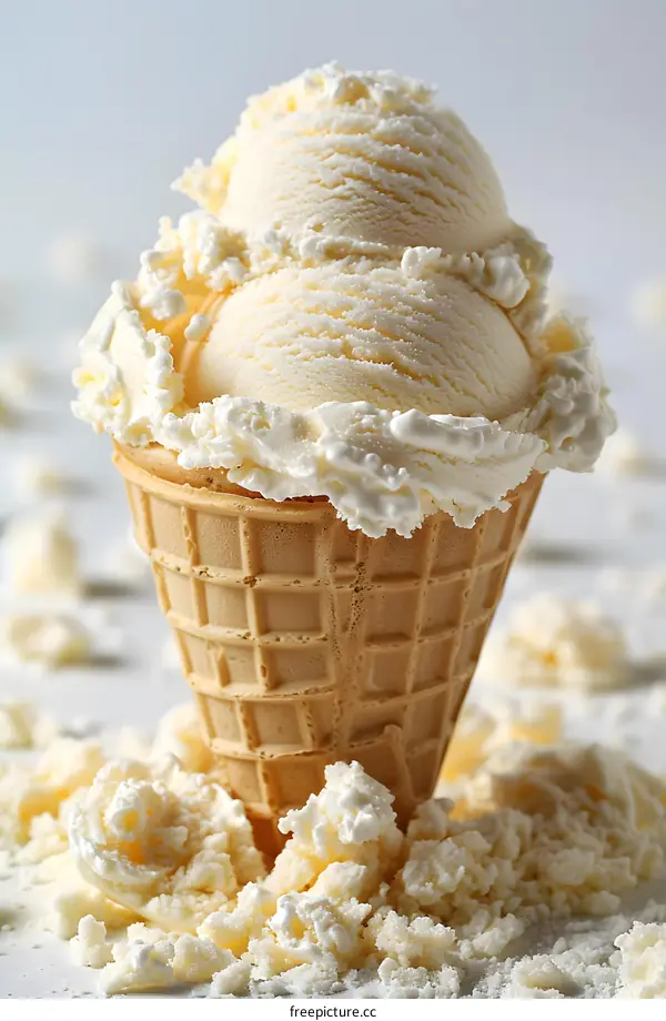 Vanilla Ice Cream in a Waffle Cone