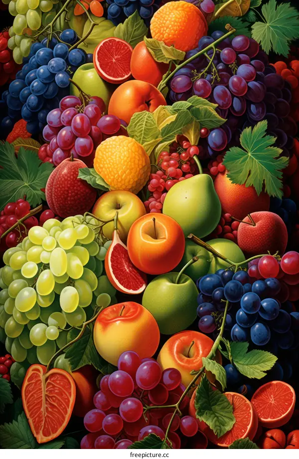 An illustration of various fruits
