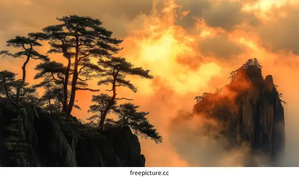 Majestic Mountain Silhouette at Sunrise