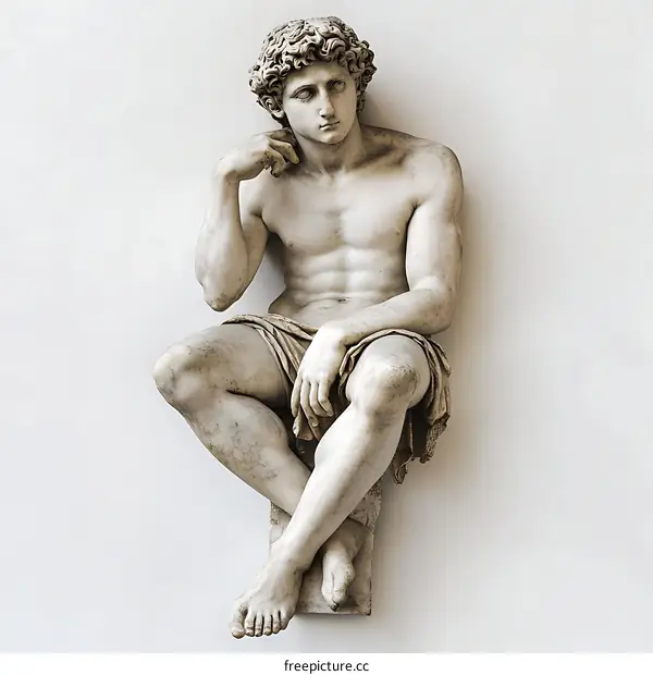 Classical Marble Statue of a Seated Youth