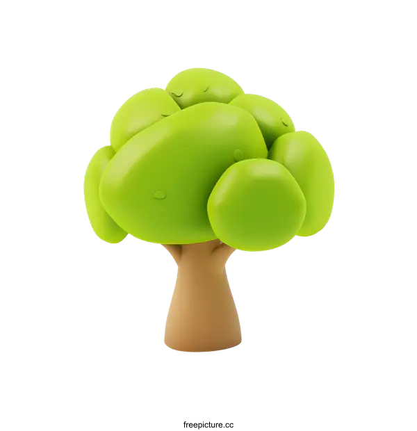 [Transparent Background PNG]Cartoon Tree 3D Illustration on White
