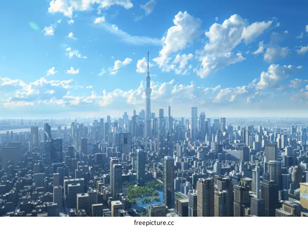 Modern City Skyline on a Sunny Day