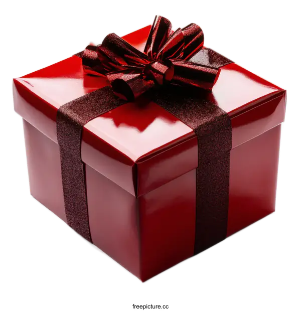 [Transparent Background PNG]Red Gift Box with Festive Ribbon