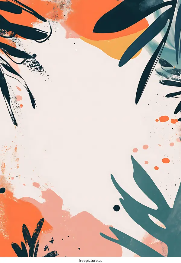 Abstract Art Background with Orange and Green Watercolor Paint