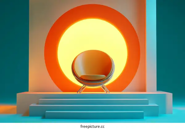 Modern Minimalist Orange Chair Design Illustration