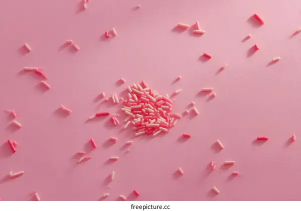 Pink and White Sprinkles on a Pink Background