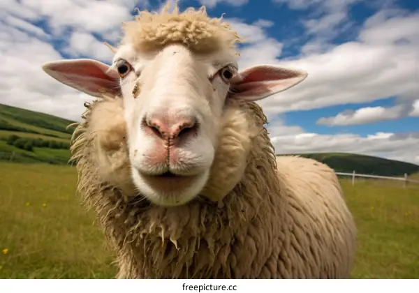 Close-up of a sheep looking at the camera