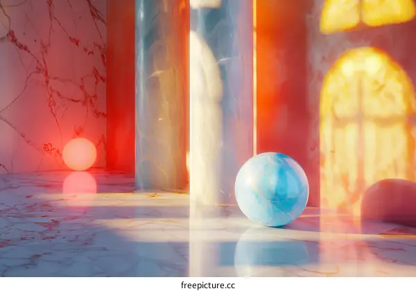 Abstract Interior Design with Marble and Geometric Shapes